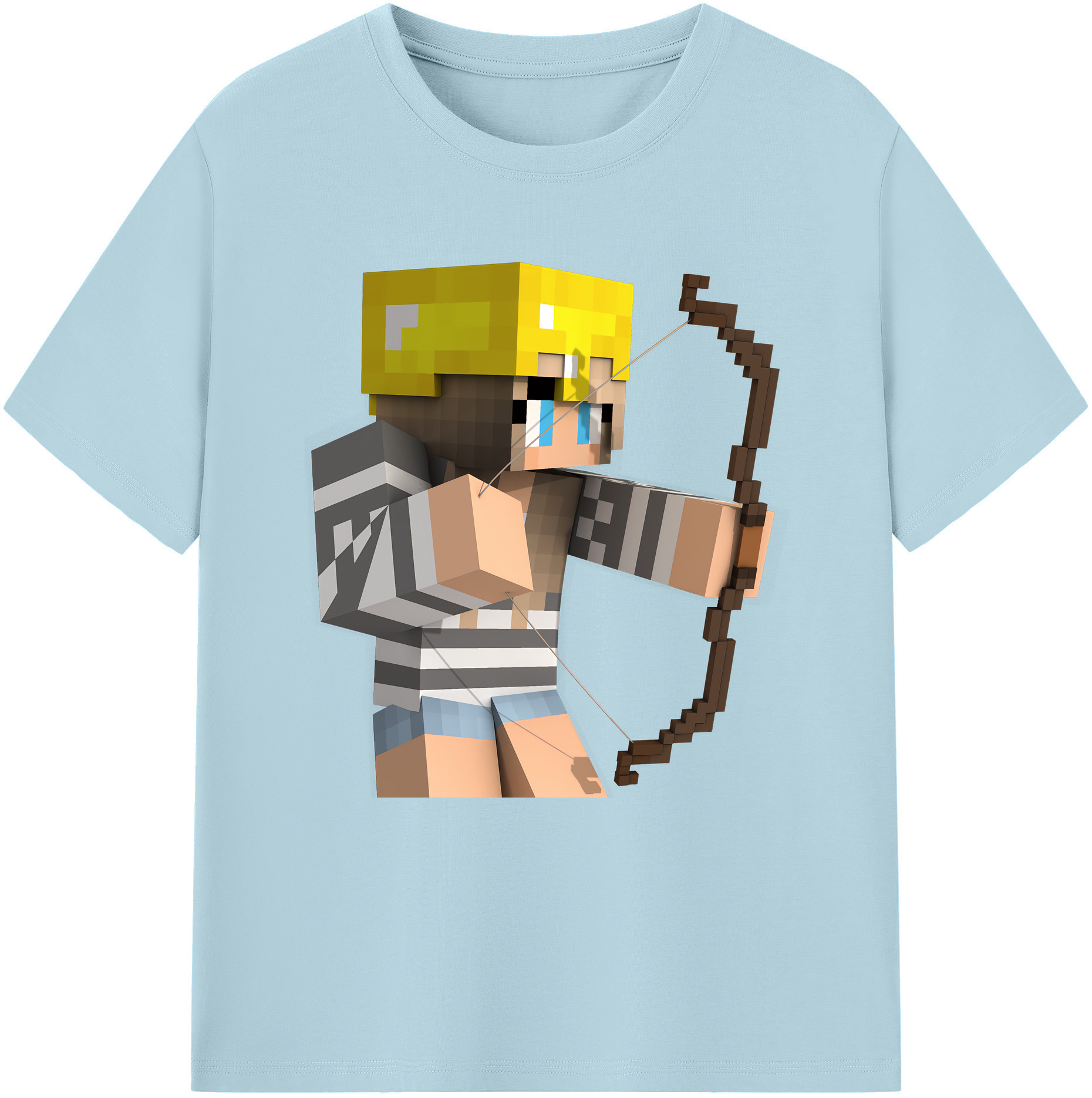 （画像用） マインクラフト ブロックの世界 Minecraft MC Block world 綿100％半袖Tシャツ（フロントプリント）